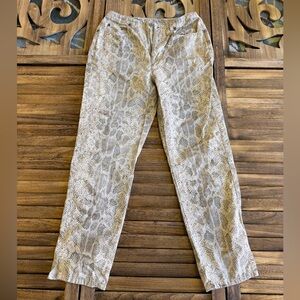 Liz Claiborne Beige and Brown Snakeskin Animal Print Cropped Jeans Size 4